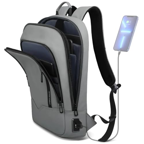 hk Backpack for Men Business Slim Laptop Bag | Anti Theft Travel Backpacks 17.3 Inch Laptop Water Resistant Computer Bag for Work Office College, Grey - color: Grey, size: 17.3 Inch