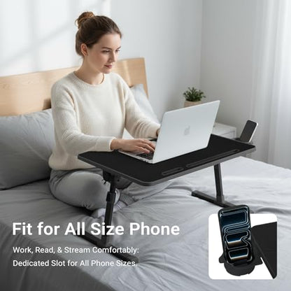iXTRA Adjustable Laptop Lap Desk with Cooling Fan USB Light for Adults - color: Black,70x45cm