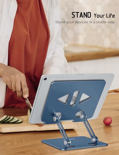 Aoviho Tablet Stand for Desk,Adjustable Tablet Holder,Navy Blue | Stable Aluminum Design, Fits iPad Pro/Air/Mini & Samsung Tablets, Adjustable Viewing, Ideal for Office & Home - color: Navy Blue