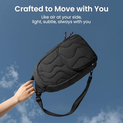 tomtoc 10L Puffy Sling Backpack with Padded Compartment for MacBook Neo A18 | Lightweight Quilted Crossbody Bag for 11-inch iPad Air/Pro, Nintendo Switch 2, Puffer Travel Chest Daypack for Women Girls - color: Lavascape