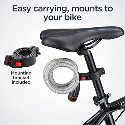 Schwinn Bike Cable Lock with Keys, 6 ft x 12 mm, Black & Silver, Durable Steel, Protective Vinyl Cover, Carrying Bracket for Transport, Anti Theft Protection, Bike Lock Cable for Security