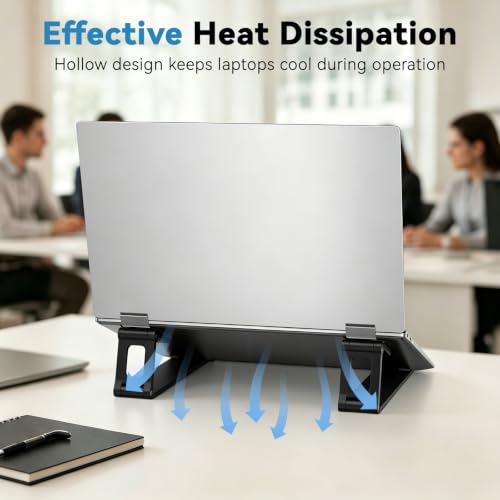 Laptop Stand for Desk ABS+Metal Portable Computer Riser Notebook Holder Printer Stand Office Desk Accessories Compatible with MacBook Air, Pro, Dell, HP, Lenovo and All 10-17" Laptops - color: Z-Black