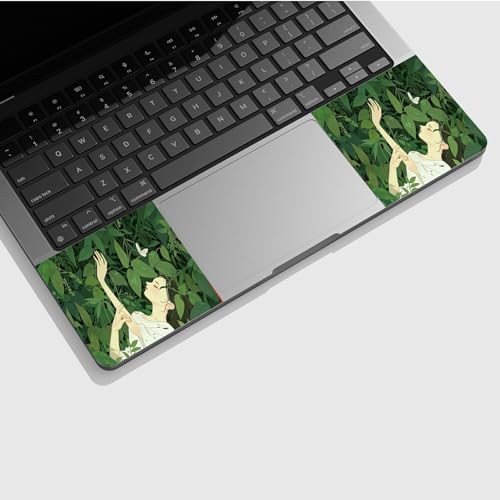 Universal Laptop Skin Sticker with 2 Wrist Pad Skins, Waterproof Scratch Resistant Vinyl Laptop Cover Decal, Cut to Fit for 11–15.6 Inch MacBook HP Dell Lenovo, Green Plant Girl - color: Green Plant Girl