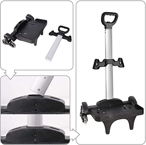 Backpack Trolley, Wheeled Trolley Aluminium Alloy Foldable Hand Cart with Border Base 6 Wheels Rolling Luggage Carts for Kids Teens Adult School Travel (6 Wheels with Edge Guard) - color: 6 Wheels With Edge Guard