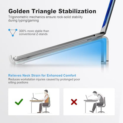 Foldable Laptop Stand for Desk, Silver | Universal Laptop Riser, Ventilated Holder Mount, Compatible with MacBook, Notebook - color: Silver