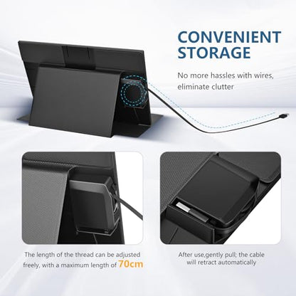 G-STORY Portable Monitor 14 Inch FHD 1080P IPS USB-C,USB-A Laptop Monitor with Adjustable and Hidden Cable Design，Extender Display with Smart Cover for Laptop PC MAC Perfect for Travel