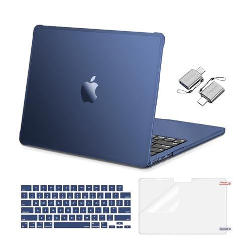 MOSISO Compatible with MacBook Air 13 inch Case M5 M4 M3 M2 2026-2022 | Hard Case&Keyboard Skin&Screen Film&Type C with TPU Bumper for MacBook Air 13.6, A3449 A3240 A3113 A2681, Midnight Clear - color: Midnight Clear