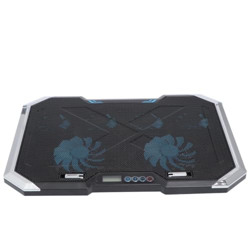 TEHAUX Silent Laptop Cooling Pad with 6 Fans and Adjustable Height Stand, USB Cooler Fan with Dual USB Ports, LED Display, and Visual Lighting Effects for Portable Laptop Cooling