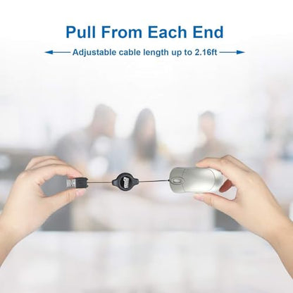 EEEKit 2 Pack Mini Retractable Cable USB Optical Mouse, Silver, Unisex - color: Sliver