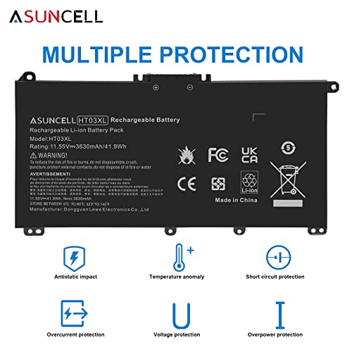 HT03XL L11119-855 Laptop Battery for HP Pavilion 14-CE 14-CF 14-DF 15-CS 15-DA 15-DB 15-DW 17-by 17-CA Series 15-CS0053CL 15-DW0033NR 15-DA0014DX L11421-542 L11421-2C2 HSTNN-UB7J HSTNN-DB8R HT03041XL - size: HT03XL 8.94 * 4.96 * 0.71 in