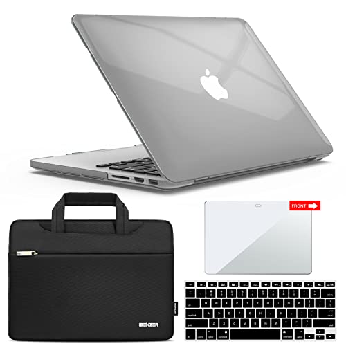 IBENZER Compatible with MacBook Pro 13 Inch Case 2015 2014 2013 end 2012 A1502 A1425, Hard Shell Case with Bag & Keyboard Cover & Screen Film for Old Version Mac Pro 13, Crystal Clear, R13-CYCL+3SP - color: Crystal Clear