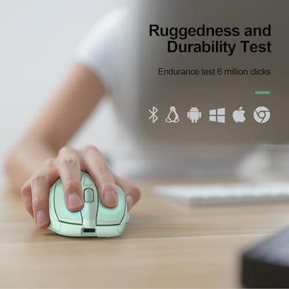 TECKNET Wireless Mouse, BT 5.0/2.4G, Rechargeable 6-DPI Silent, Green | Bluetooth 5.0/3.0 & USB A, 2-Device Easy Switch, Wide OS Compatible, 6 Buttons, 6-DPI up to 4800, Ergonomic for S to M Hands - color: Green