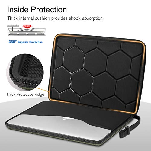 FINPAC 13-inch Hard Laptop Sleeve Case + Charger Case Small Electronic Organizer Bag Light Green