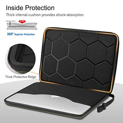 FINPAC 13-inch Hard Laptop Sleeve Case + Charger Case Small Electronic Organizer Bag Light Green