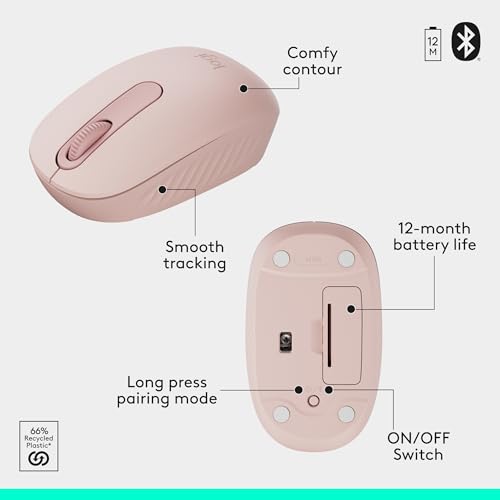 Logitech MK250 Compact Bluetooth Wireless Keyboard and Mouse Combo - Rose | Bluetooth connection only, compact keyboard with number pad, small ambidextrous M196 mouse with 3 non-customizable buttons - color: Rose, style: Combo