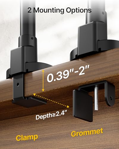 monTEK Dual Monitor Arm, Vertical Stackable 17–40" Full Motion，Black | Vertical Stackable Mechanical Spring For 17–40"Ultrawide Monitor, Hold Up To 26.4 Lbs Each, Compatible With 75/100 VESA Mount - size: Dual Arm without USB