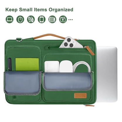 MOSISO 360 Protective Laptop Shoulder Bag, 15 inch Computer Bags | Compatible with MacBook Air 15 inch/Pro 15, Dell XPS Plus,Side Open Messenger Bag with 4 Zipper Pockets&Handle, Jungle Green - color: Jungle Green, size: 15 inch