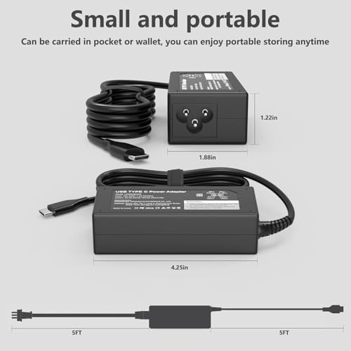GKLSPL 65W USB C Laptop Charger,USB Type C Power Adapter for All | Compatible with HP Chromebook Lenovo Dell Acer Asus Samsung Type C Laptop Charger,GKLSPL Laptop Charger
