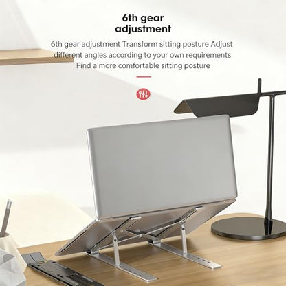 Adjustable Laptop Stand with Locking Buckle, Compatible with 10, 10-16 Inch | Ergonomic Aluminum Riser for Enhanced Cooling and Stability. Compatible with 10-16 Inch Laptops. Use in everyday routines. - color: Abs White