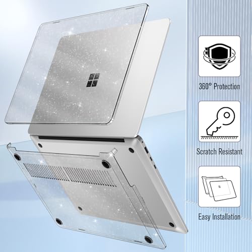 Fintie Case for 13.8 Inch Surface Laptop 8 2026 / Surface Laptop 7 2024 | Hard Shell, Slim Fit, Glittering Clear - color: Glittering Clear
