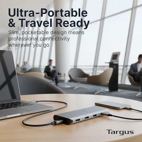 Targus Dual Video Mobile Dock with 140W EPR Power Pass-Through, Dual HDMI 4K@60Hz, USB-C & USB-A 10Gbps, SD/microSD Reader, Gigabit Ethernet, EcoSmart Design DOCK403GL