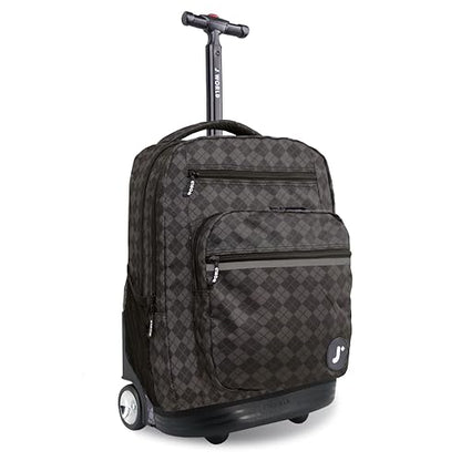 J World Sundance Laptop Rolling Backpack for Girls Boys. Roller Bookbag with Wheels, 20 Inch, Argyle Black - color: Argyle Black