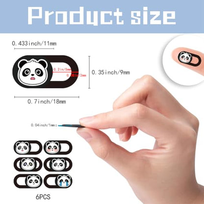 6Pcs 6 Styles Panda Camera Cover Slide Cute Privacy Guard Accessories, Phone Front Camera Blocker 0.04 Inch Ultra Thin for Laptop Desktop Computer Tablet Notebook Mini PC Office Home Use - color: Panda-1