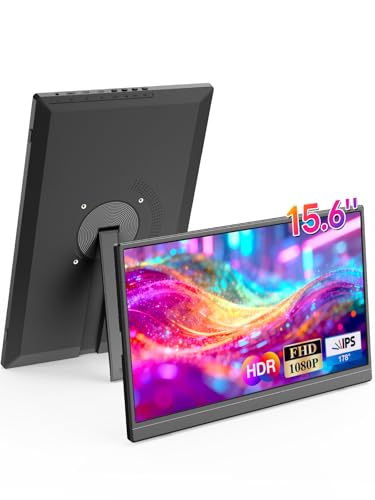 15.6 inch Portable Monitor for Laptop USB-C HDMI FHD 1080P | Plug & Play, Ultra-Slim Travel Monitor with Speakers, Portable Screen for Laptop, PC, Tablet, Phone, PS4/5, Xbox, Switch - size: 15.6 inch RM