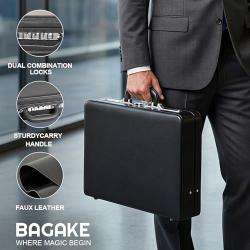 Briefcases For Men - Anti-Theft Longwave Lock&16 Inch Laptop Compartment | Waterproof Faux Leather, Brief Cases with Multi File Organizer, Office&Travel ，Gift For Man (Black) - color: Yi-Black