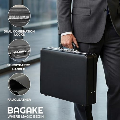 Briefcases For Men - Anti-Theft Longwave Lock&16 Inch Laptop Compartment | Waterproof Faux Leather, Brief Cases with Multi File Organizer, Office&Travel ，Gift For Man (Black) - color: Yi-Black