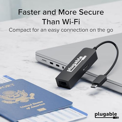 Plugable USB C to Ethernet Adapter 2.5Gb with 100W USB-C PD Charging, 2.5 Gigabit Type C USB Ethernet Adapter for Windows, MacBook, Chrome, iPad, Surface, XPS, Thunderbolt 4, USB4 (USBC-E2500PD)