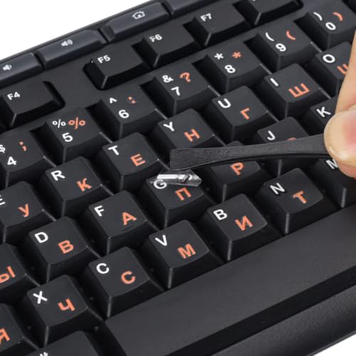 2PCS Ukrainian Keyboard Letter Stickers: 3D Ukraine Keyboard Letters Replacement Sticker, Borderless Characters Alphabet for Laptop Computer PC Desktop, Peel-Off Film, Leave Letters, Orange - size: Ukrainian-Orange