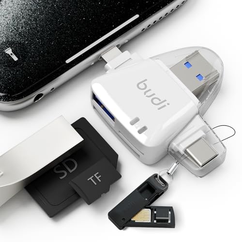 SD Card Reader for iPhone, 6-in-1 Micro SD TF Memory Card Reader Trail Camera Viewerport Adapter,Compatible with ipad/Android/Mac/Computer/Camera(White) - size: Mini
