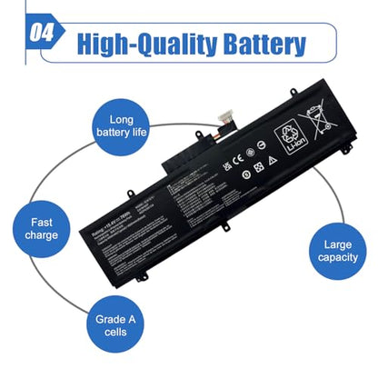 76Wh C41N1837 Laptop Battery for ASUS ROG Zephyrus GA502 GA502D GA502DU GA502GU GA502IV GU502 GU502GV GU502LU GU502LW GU502LV GX502LXS GX502GW GU532 GU532GU GU532GV GX532GV Series 0B200-03380100 - size: 11.32*3.61*0.32 inch C41N1837