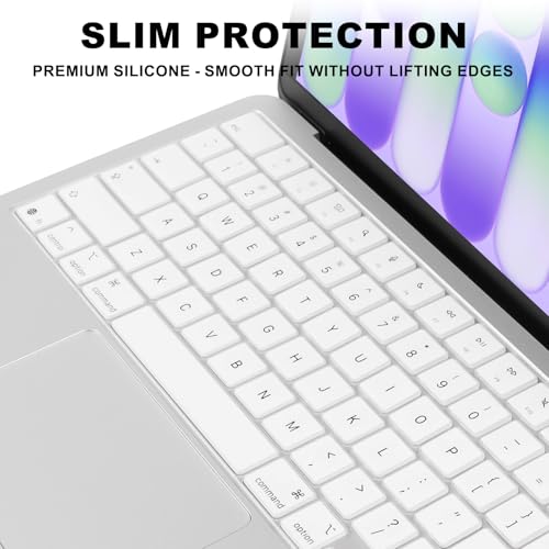 Allinside Keyboard Cover for 2026 MacBook Neo 13-inch A3404 (A18 Pro) & MacBook Air 13"/15" and MacBook Pro 14"/16" (M5 Chip), Premium Silicone Keyboard Protector Skin, US ANSI Layout, White - color: White