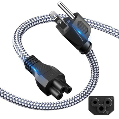 Power Cord,Riksoin 3 Prong AC Power Cable 10FT/3M Nylon Braided Replacement 3 Pin Power Cord for DellHP LG Lenovo Asus Acer Toshiba Laptops/Notebooks,Monitors,Printers,Scanners- Gray - size: 10 feet