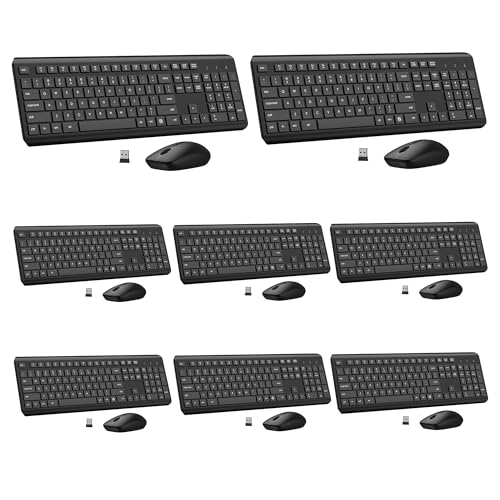 Wireless Keyboard and Mouse Combo, Full Size Silent Ergonomic Keyboard and Mouse, Long Battery Life, Optical Mouse, 2.4G Lag-Free Cordless Mice Keyboard for Computer, Mac, Laptop, PC, Window(8 Pack) - color: Black-8pack
