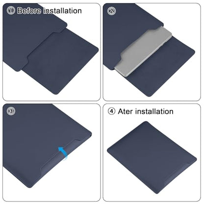 HoYiXi 13.3'' /13.6'' Laptop Sleeve Case PU Leather with Stand Compatible with MacBook Pro 14/MacBook Air 13(M1 M2)/ASUS Vivobook 14/Dell XPS 13/ASUS Matebook,13-14'' Laptop Bag,Blue - color: Blue, size: 13.3'' / 13-14 Inch Laptop