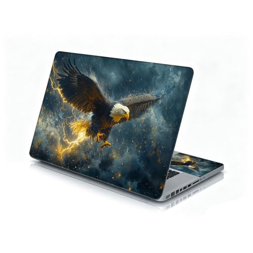 Universal Laptop Skin Sticker Decal, 12"-15.6" Aesthetic Vinyl Wrap, Golden Lightning Eagle Waterproof Notebook Cover Art Protector for MacBook HP Dell Lenovo, Fits 13" 14" 15" 15.6" - color: Golden Lightning Eagle