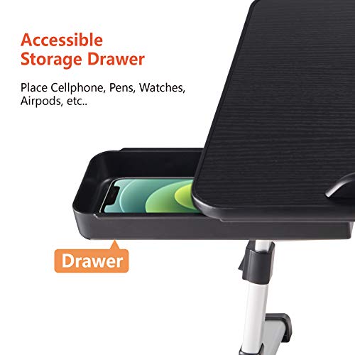 Lap Desk for Laptop,BUILDEC Adjustable Laptop Stand for Desk with Storage Drawer,Foldable Legs Standing Lap Table for Reading, Eating, Working, Writing, Gaming and Drawing in Bed Sofa Couch Floor - size: Medium: 20.5" x 11.8" x H(9.4 -12.6")