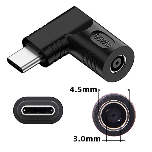 DC Jack 4.5x3.0mm Input to USB-C Type-C Angled 90 Degree Power Plug Charge Adapter for Laptop Phone - style: 4.5x3.0mm