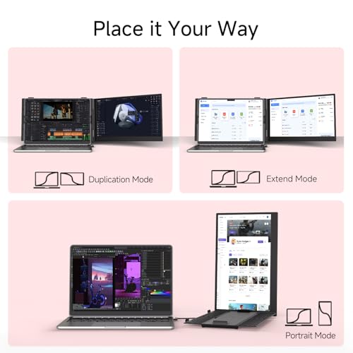 Ultra-Thin Laptop Screen Extender 14" - Dual Portable Monitor Lightweight 1080P IPS Second Extra Screen for Remote Work/Business/Travel/Home Office, Compatible with Windows/Mac/Chrome - size: 14.2"