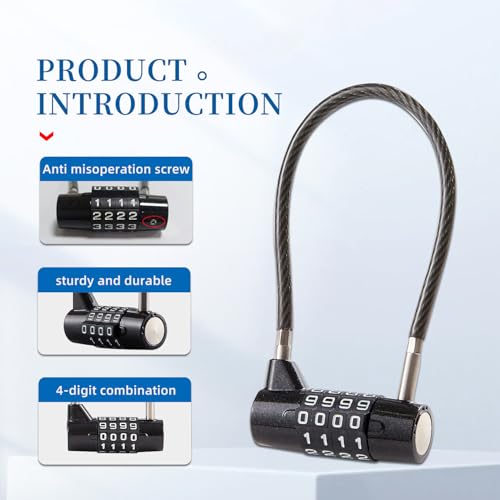 Combination Lock Cable Lock with 4 Digits Cabinet Lock with 3.5" Cable Length Twist 3.5" Length Durable Cable Ideal for lockers, Gym, Toolbox, Case Small Size (3.5") - size: 3.5" Black