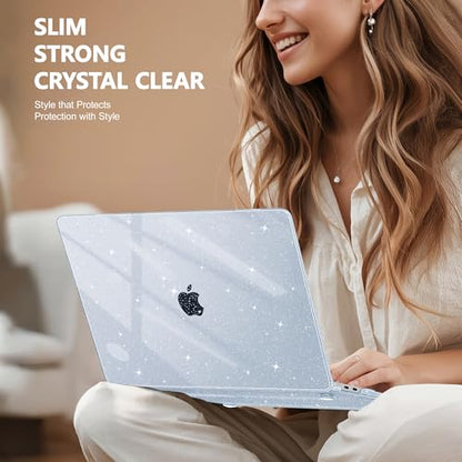 May Chen Compatible with MacBook Air 13 inch Case 2021 2020 2019 2018 Release Model: M1 A2337 A2179 A1932, Plastic Hard Shell Case for Ma Air 13 inch with Retina Display Fits Touch ID, Blue Glitter - color: Blue Glitter