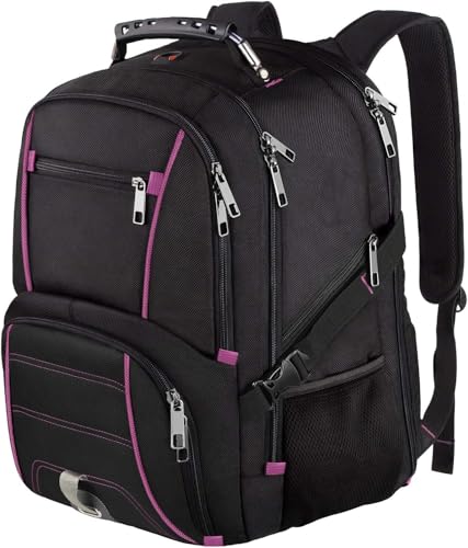 LTINVECK Travel Laptop Backpack,Extra Large Backpack for Men,Big 17 Inch Computer bag Tech Backpack - color: Purple