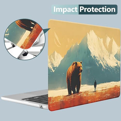 Case for MacBook Air 13 inch 2021 2020 2019 2018 M1 A2337 A2179 A1932, Protective Plastic Hardshell Case with Matching Keyboard Cover, Cute Bear - color: Bear