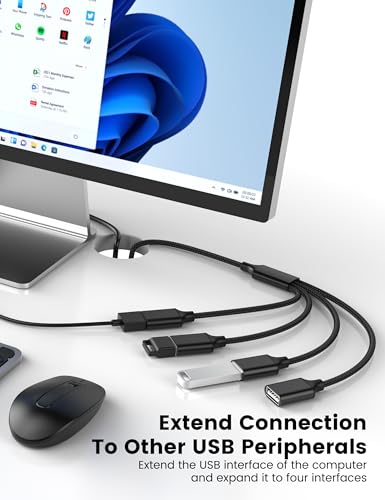 USB Splitter 1 in 4 Out, USB Y Cable, 3.3FT, Black | Four USB Port Extender Hub, A Male to 4 Female Extension Cord for TV/PC/Laptop/MacBook/Keyboard/PS4/PS5/Flash Drive/LED Etc. - style: 3.3FT/1M