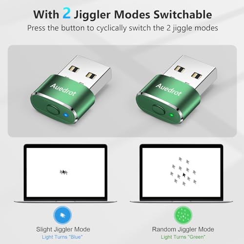 Auedrot USB Mouse Mover with Switch Button, Automatic Mouse Jiggler with 2 Modes, Plug & Play, Keep Computer/Laptop Awake, Green - color: Green, style: 1 PCS