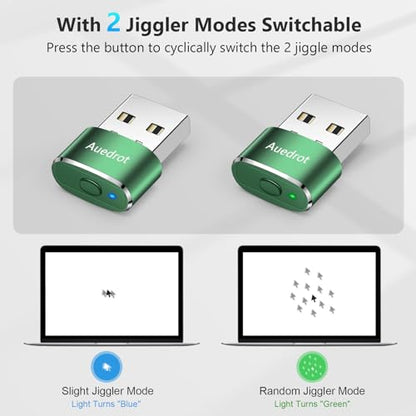 AUEDROT Mouse Jiggler Undetectable Metal USB Mouse Mover with Switch Button, Automatic Mini Mouse Shaker with 2 Jiggle Modes, Driver-Free, Plug and Play, Keep Computer/Laptop Awake, Green, 2 PCS - color: Green, style: 2 PCS
