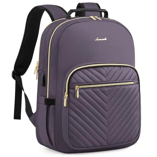 LOVEVOOK Laptop Backpack for Women, Large Capacity Travel Computer Work Bag with 17-inch Laptop Compartment, Business Nurse Backpack Purse, Hiking Outdoor Carry On Backpack, Purple Grey - color: Purple Grey, size: 17-Inch